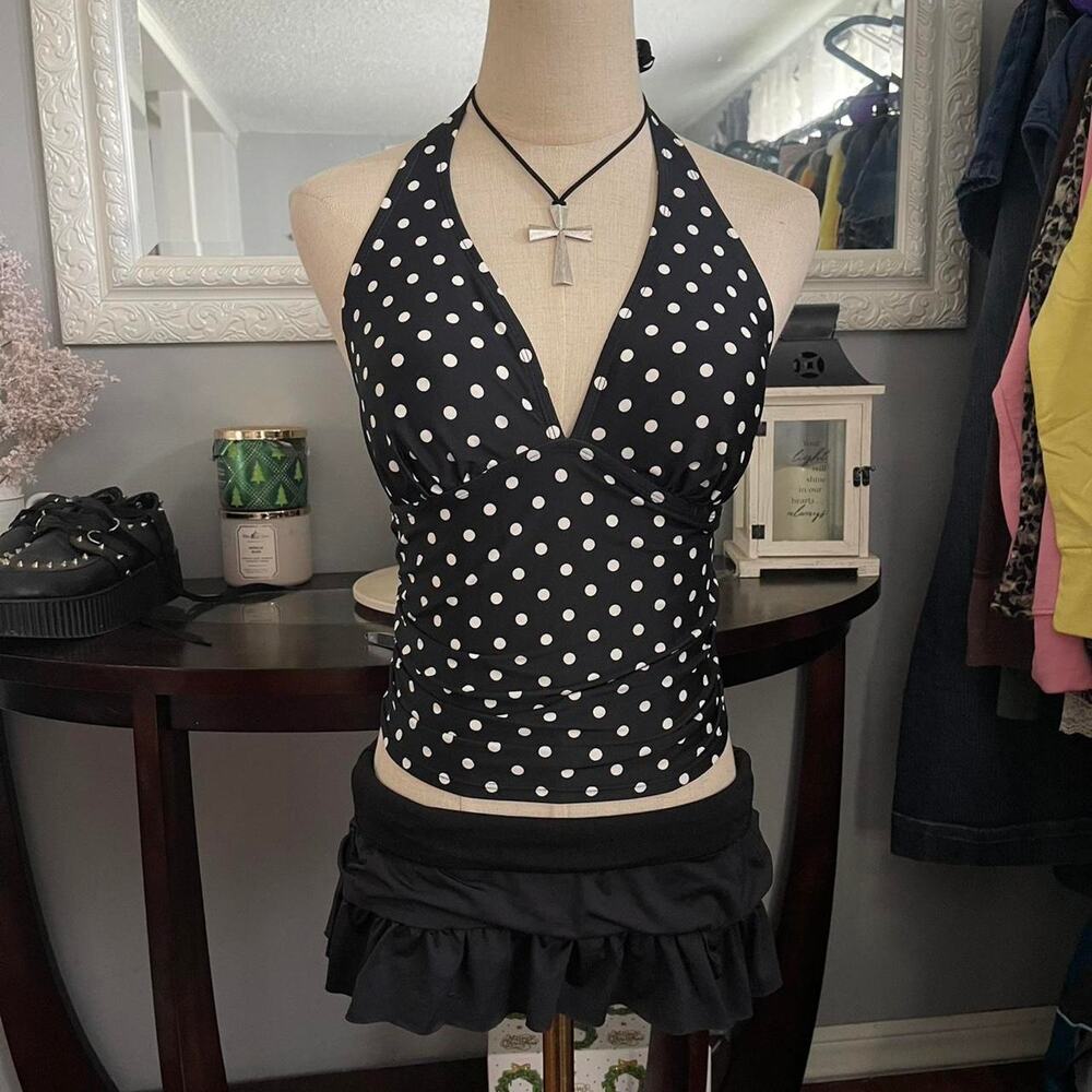 Y2k polka dot tankini size